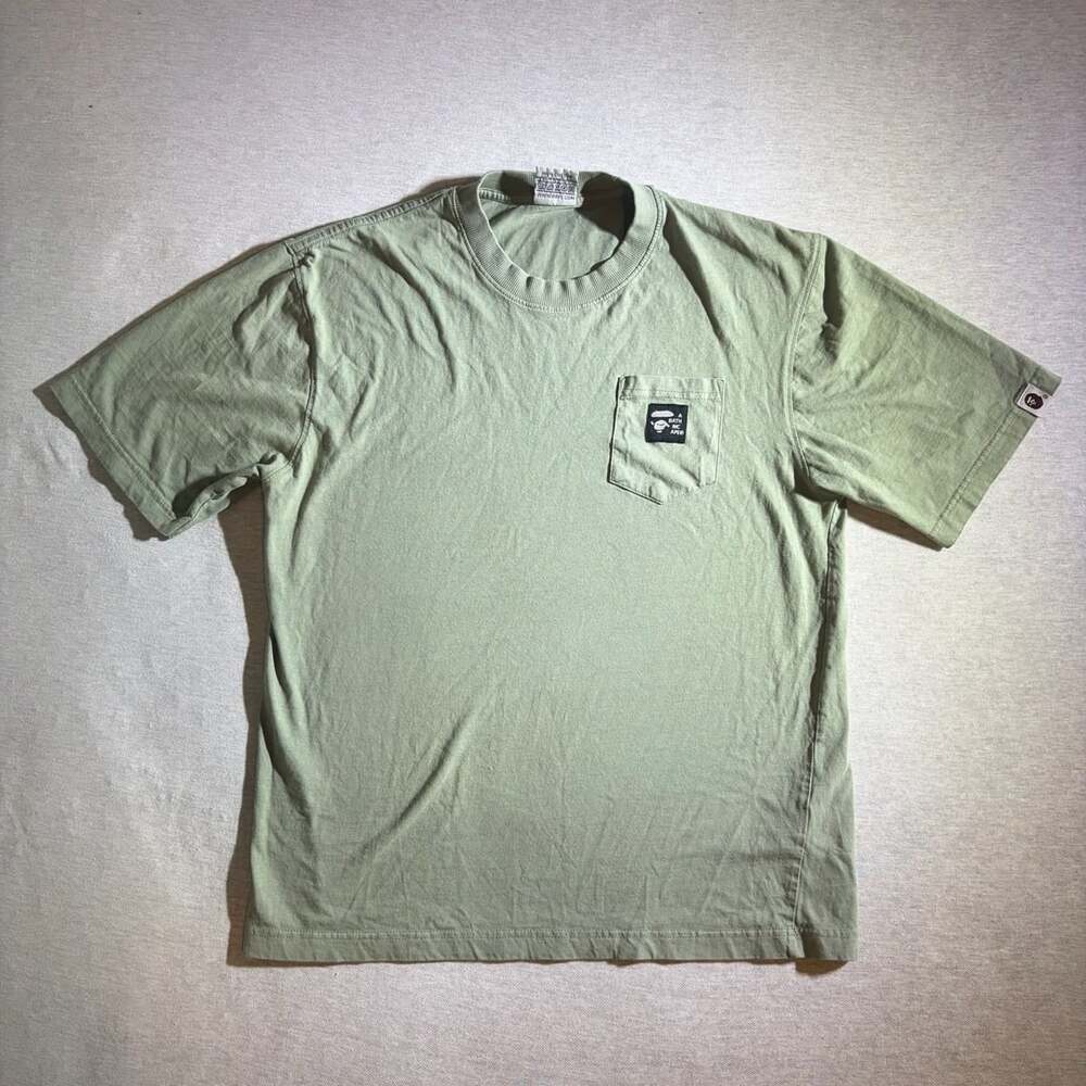 A Bathing Ape bape Logo Patch Pocket T-Shirt in Sage Green